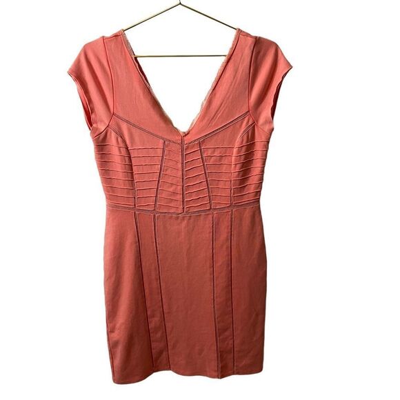 Free People Double V Bodycon Coral Dress Size Large - Picture 1 of 10